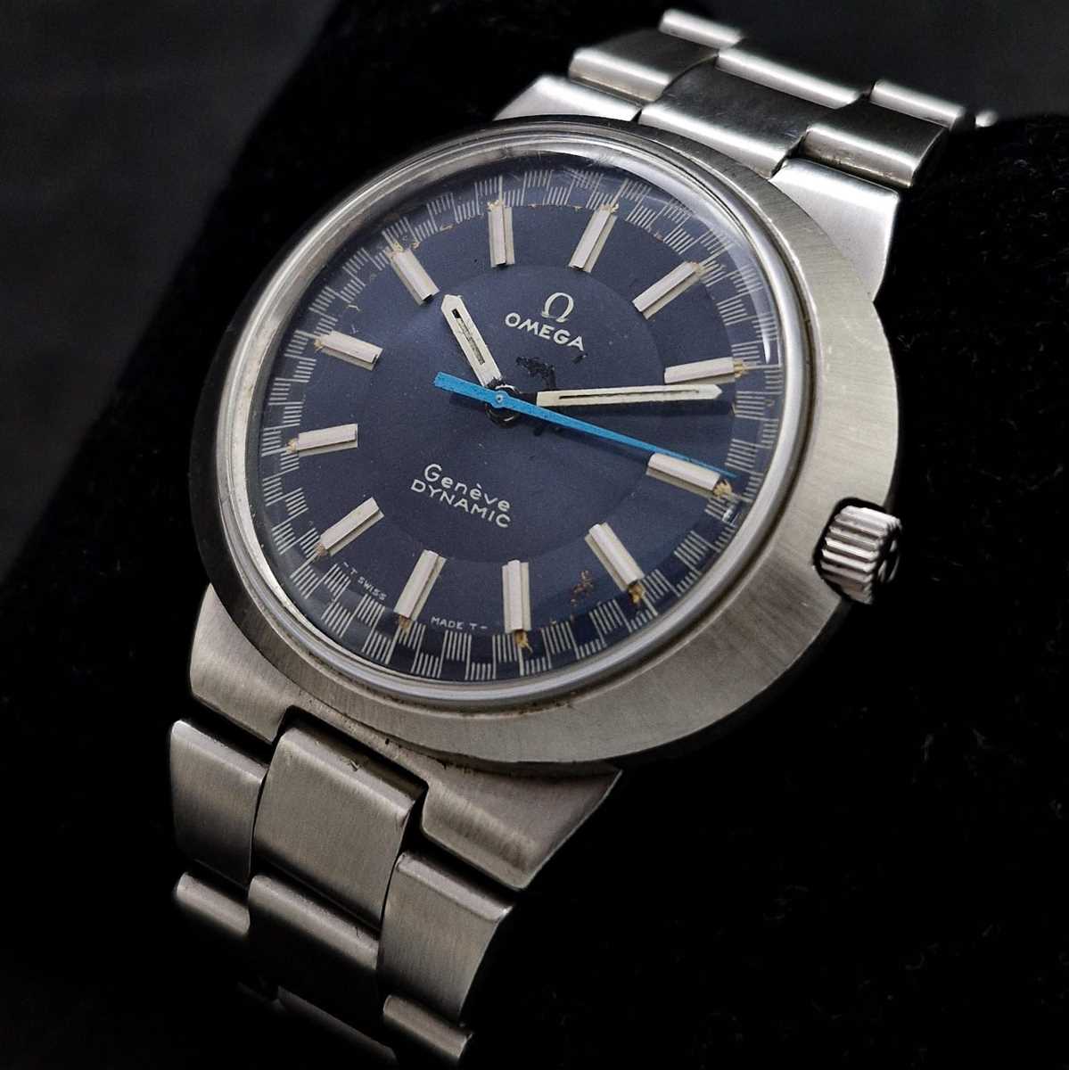 1969 Omega Geneve Dynamic Rarer Blue Racing Dial 166.039
